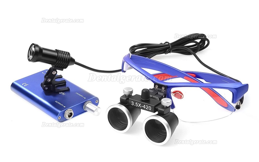 Dental-Binokularlupe 3,5-fach mit 5 W LED-Licht und Filter